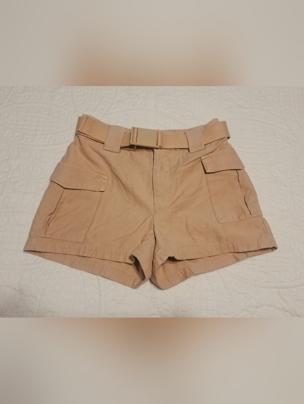 TNA Tan Cargo Belted Shorts